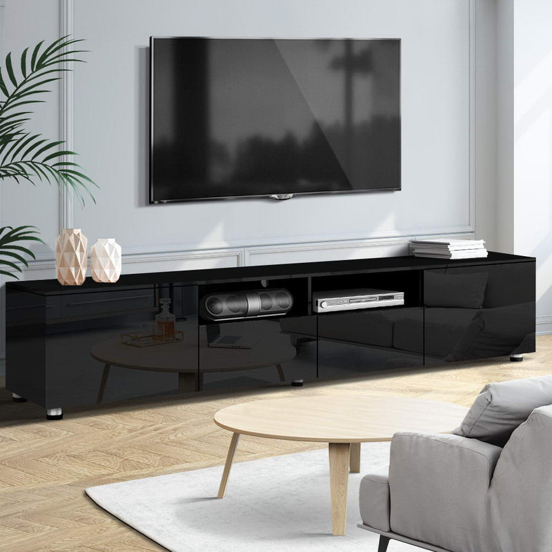 Artiss TV Cabinet Entertainment Unit Stand High Gloss Furniture 205cm Black - Sale Now