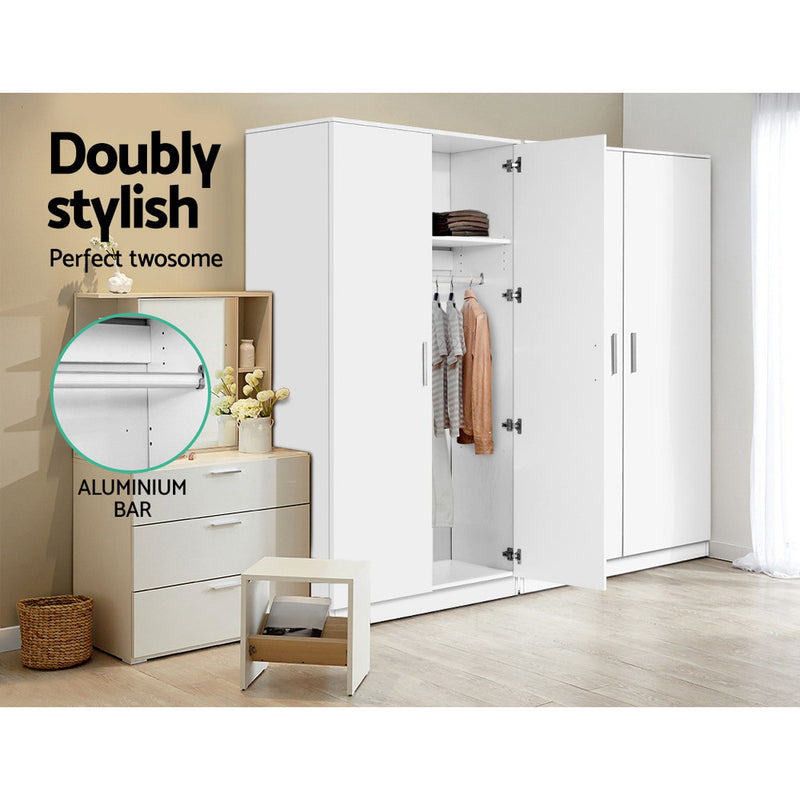 Artiss Multi-purpose Cupboard 2 Door 180cm Wardrobe Closet Storage Cabinet Kitchen Organiser White - Sale Now