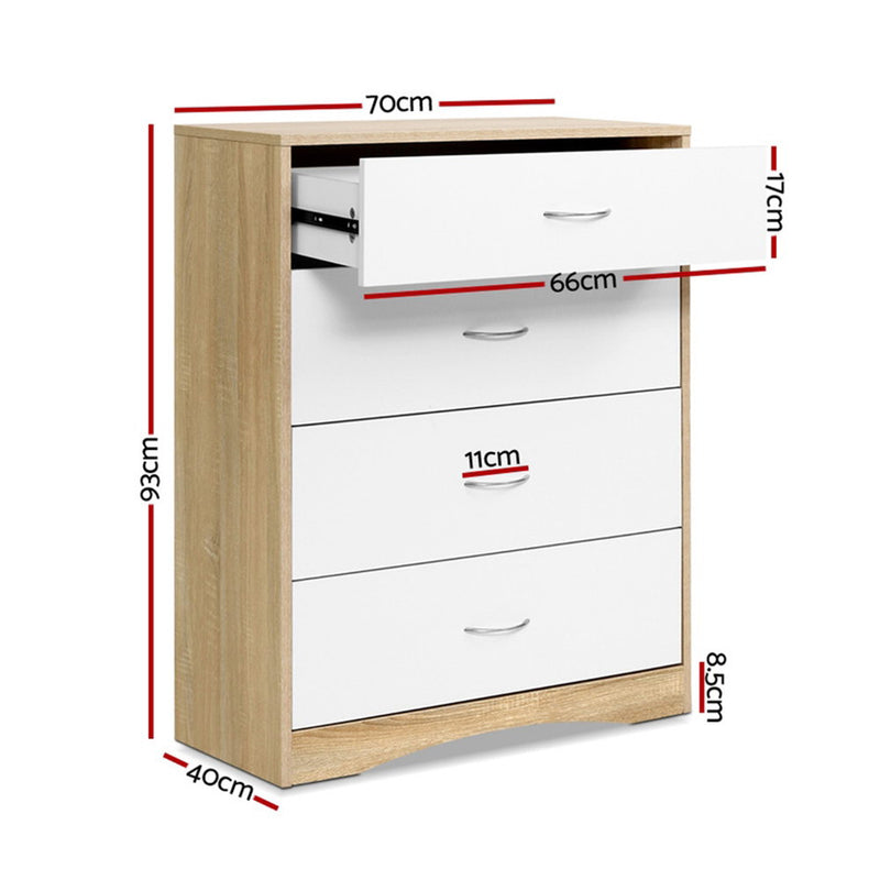 Artiss Chest of Drawers Tallboy Dresser Table Bedroom Storage White Wood Cabinet - Sale Now