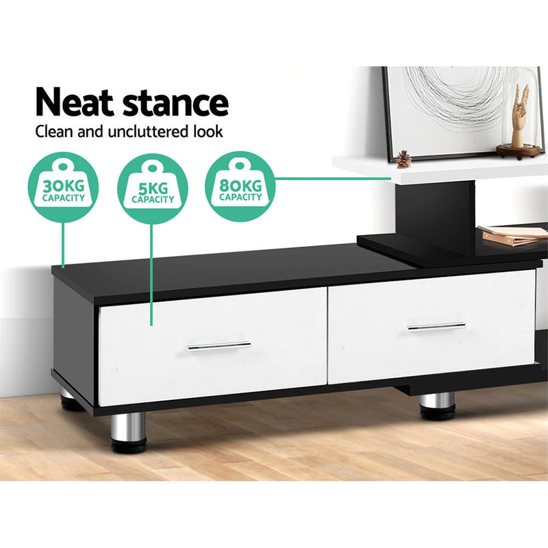 Artiss TV Cabinet Entertainment Unit Stand Wooden 160CM To 220CM Storage Drawers Black White - Sale Now