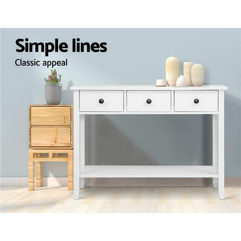 Hallway Console Table Hall Side Entry 3 Drawers Display White Desk Furniture - Sale Now