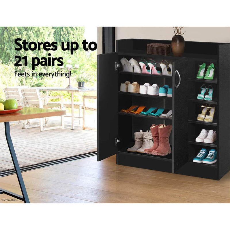 Artiss 2 Doors Shoe Cabinet Storage Cupboard - Black - Sale Now