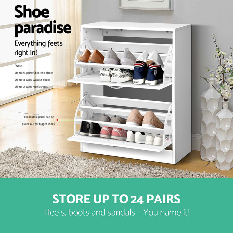 Artiss 2 Door Shoe Cabinet - White - Sale Now