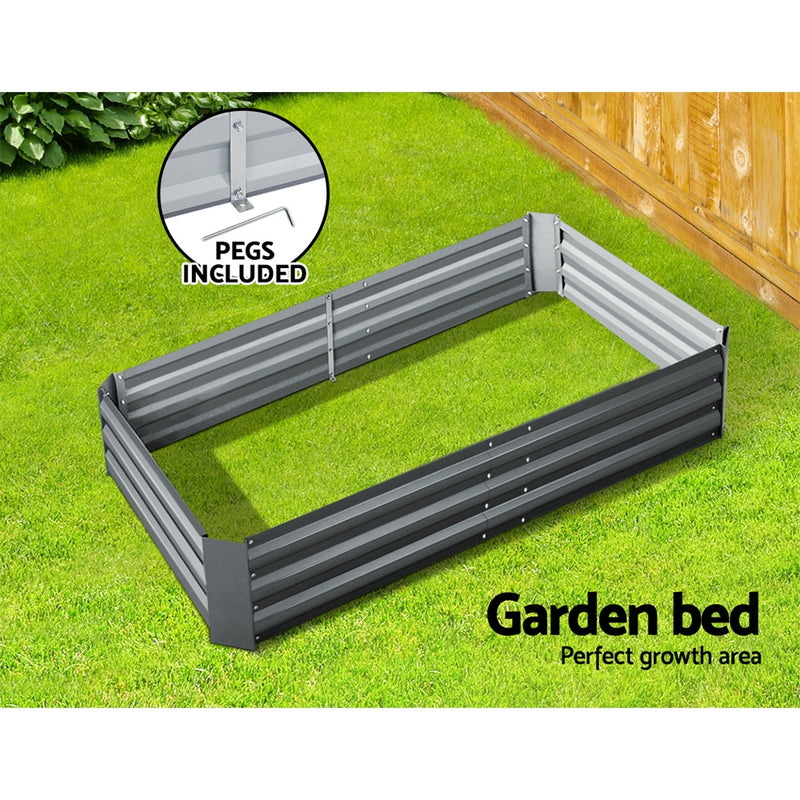 Green Fingers 150 x 90cm Galvanised Steel Garden Bed - Aliminium Grey - Sale Now