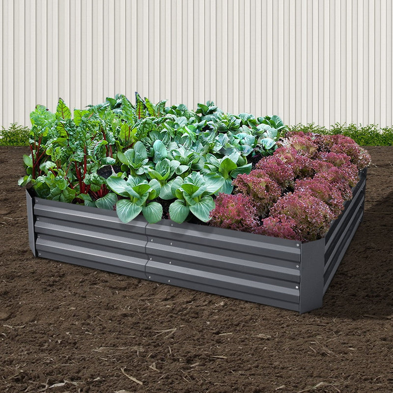 Green Fingers 150 x 90cm Galvanised Steel Garden Bed - Aliminium Grey - Sale Now