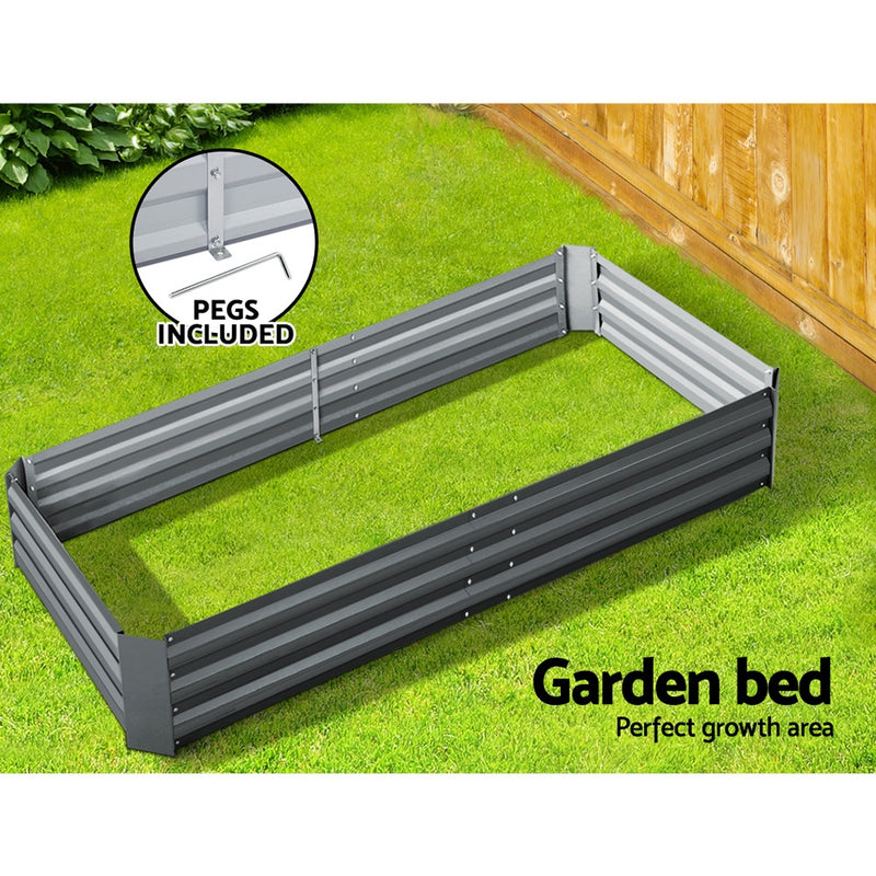 Greenfingers Galvanised Steel Raised Garden Bed Instant Planter 210 x 90 Aluminium - Sale Now