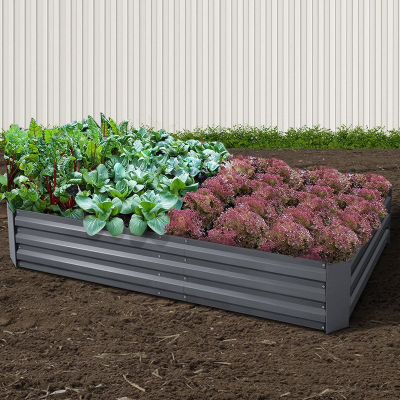 Greenfingers Galvanised Steel Raised Garden Bed Instant Planter 210 x 90 Aluminium - Sale Now
