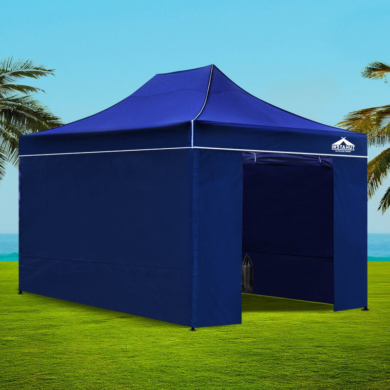 Instahut Gazebo Pop Up Marquee 3x4.5m Folding Wedding Tent Gazebos Shade Blue - Sale Now