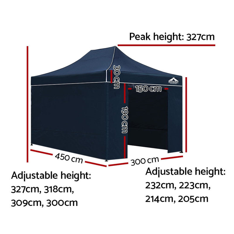 Instahut Gazebo Pop Up Marquee 3x4.5m Folding Wedding Tent Gazebos Shade Navy - Sale Now