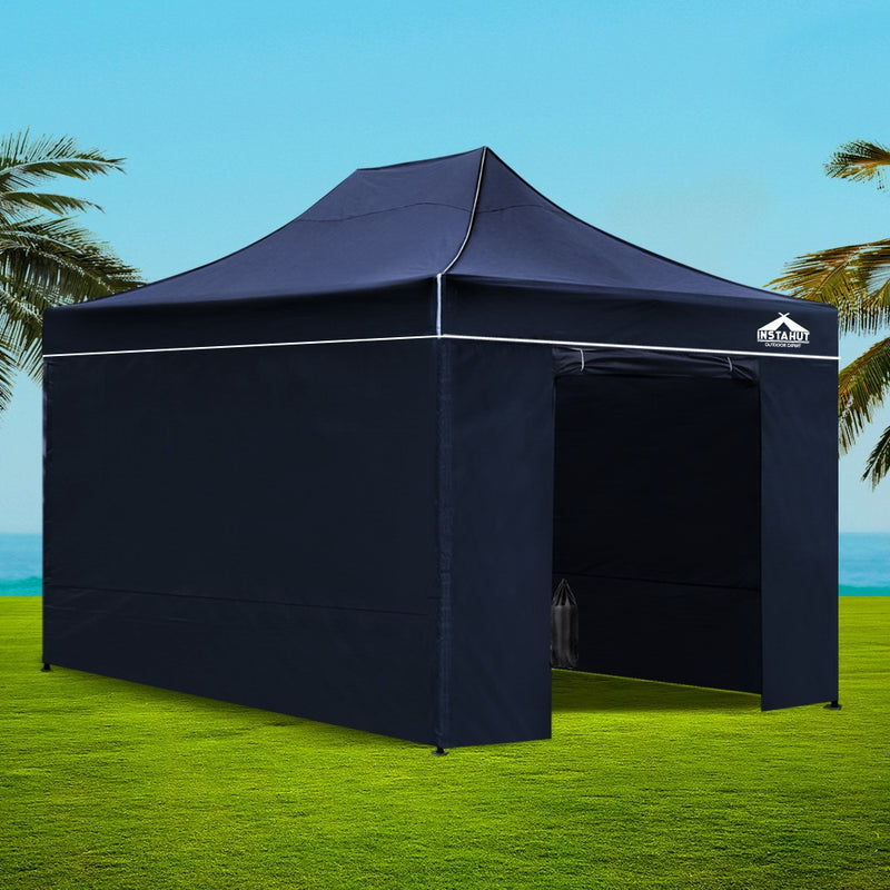 Instahut Gazebo Pop Up Marquee 3x4.5m Folding Wedding Tent Gazebos Shade Navy - Sale Now