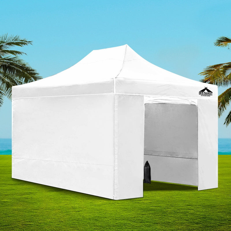 Instahut Gazebo Pop Up Marquee 3x4.5m Folding Wedding Tent Gazebos Shade White - Sale Now