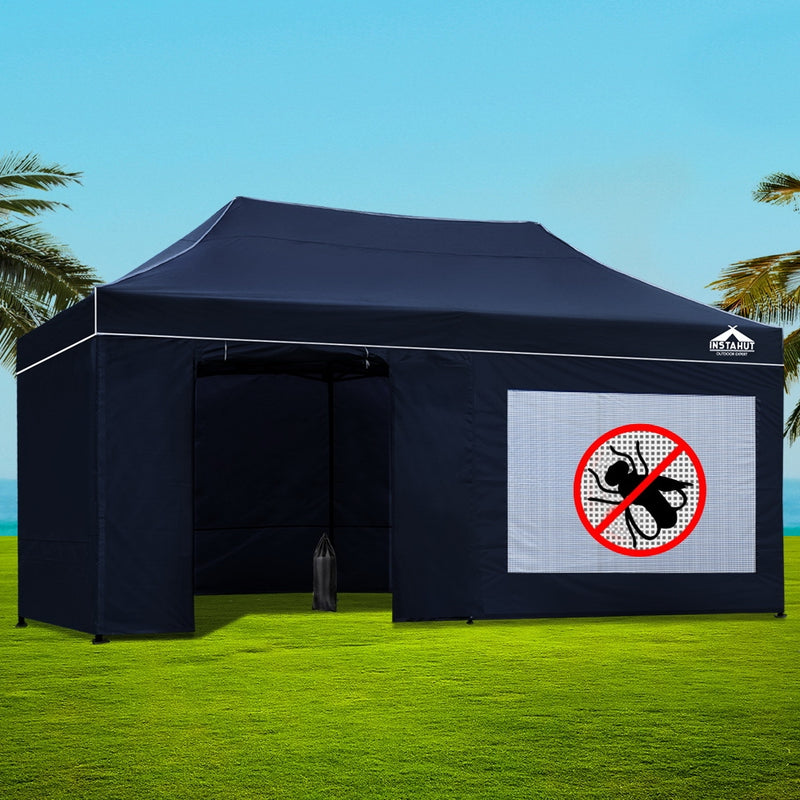 Instahut Gazebo Pop Up Marquee 3x6m Folding Wedding Tent Gazebos Shade Navy - Sale Now