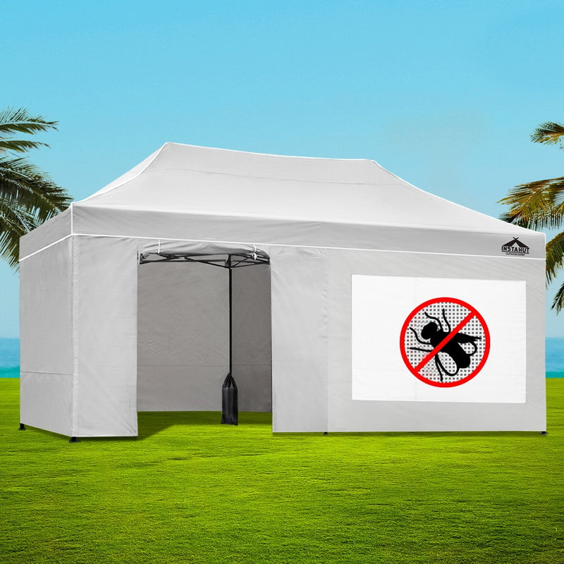 Instahut Gazebo Pop Up Marquee 3x6m Folding Wedding Tent Gazebos Shade White - Sale Now