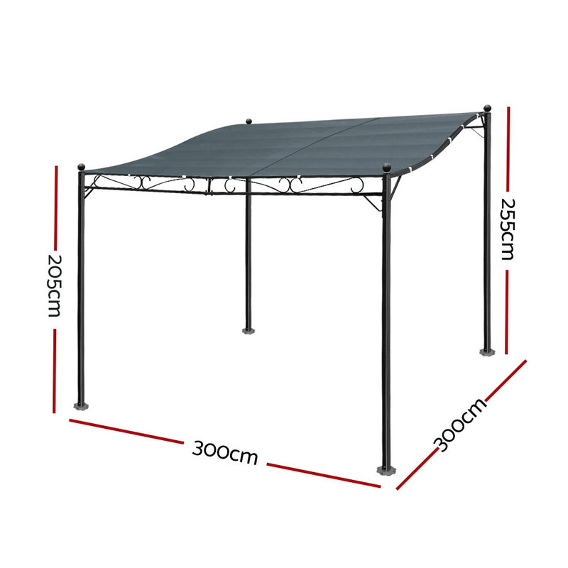 Instahut Gazebo 3x2.55m Party Marquee Outdoor Wedding Tent Iron Art Canopy Grey - Sale Now