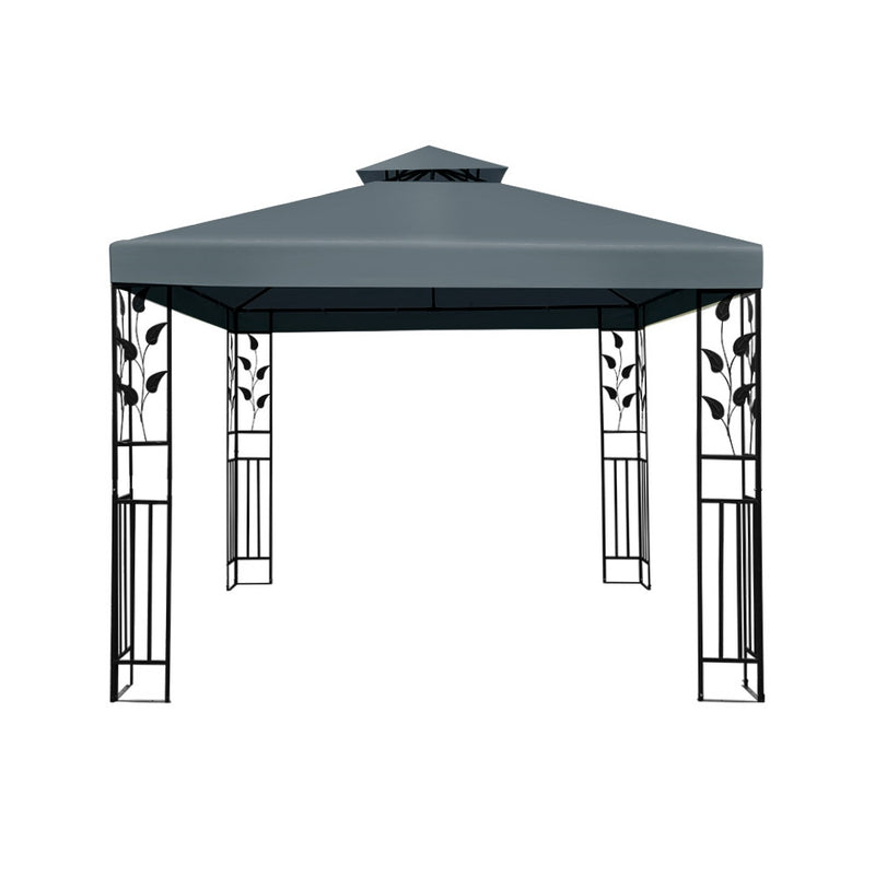 Instahut Gazebo 3x3m Party Marquee Outdoor Wedding Event Tent Iron Art Canopy Grey - Sale Now