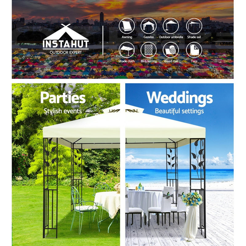 Instahut Gazebo 3x3m Marquee Outdoor Party Wedding Gazebos Tent Iron Art - Sale Now