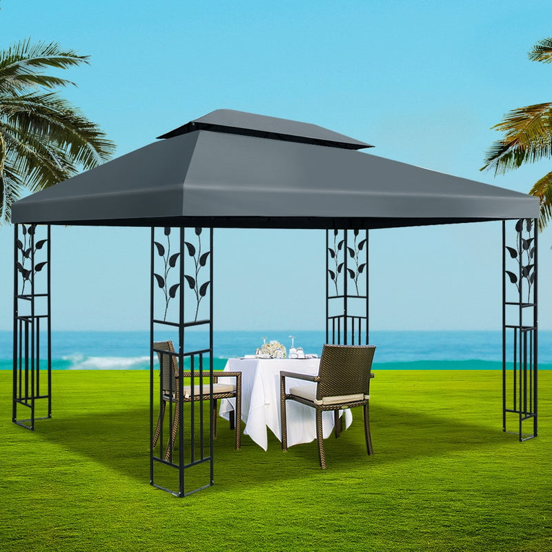 Instahut Gazebo 4x3m Party Marquee Outdoor Wedding Event Tent Iron Art Canopy Grey - Sale Now