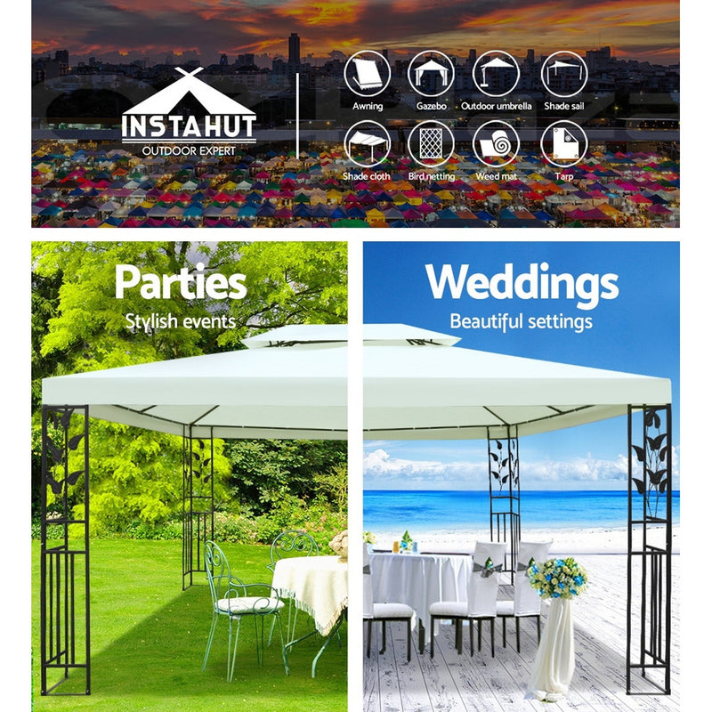 Instahut Gazebo 4x3m Marquee Outdoor Party Wedding Gazebos Tent Iron Art - Sale Now