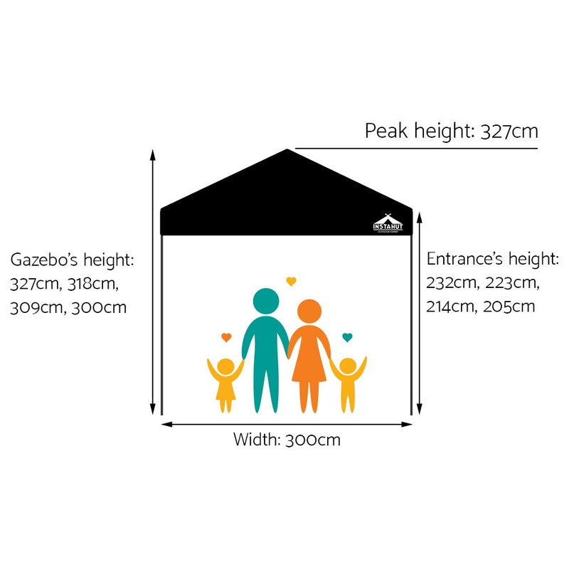 Instahut Gazebo Pop Up Marquee 3x3m Outdoor Tent Folding Wedding Gazebos Black - Sale Now