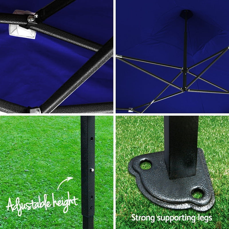 Instahut Gazebo Pop Up Marquee 3x3m Outdoor Tent Folding Wedding Gazebos Blue - Sale Now