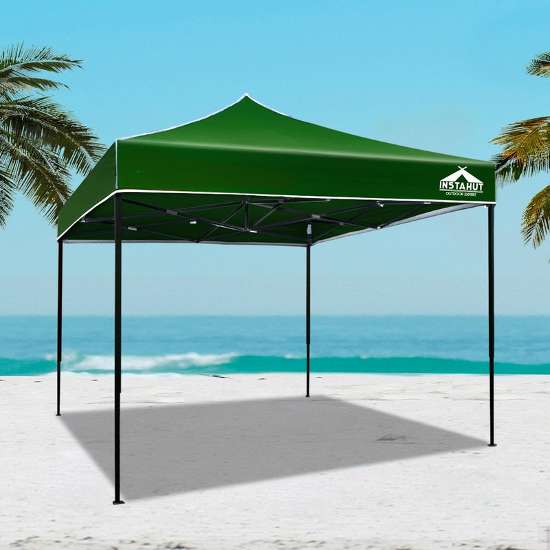 Instahut Gazebo Pop Up Marquee 3x3m Outdoor Tent Folding Wedding Gazebos Green - Sale Now