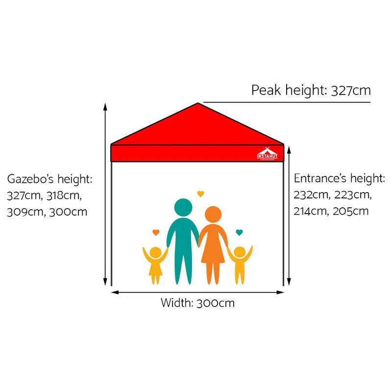 Instahut Gazebo Pop Up Marquee 3x3m Outdoor Tent Folding Wedding Gazebos Red - Sale Now