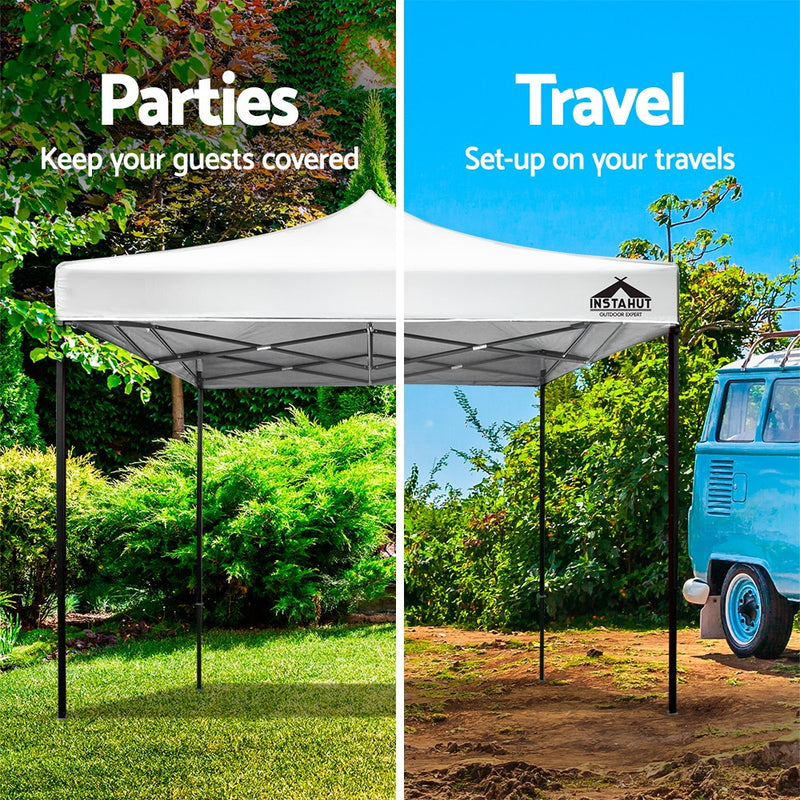 Instahut Gazebo Pop Up Marquee 3x3m Outdoor Tent Folding Wedding Gazebos White - Sale Now