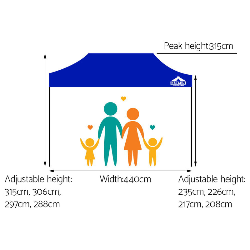 Instahut Gazebo Pop Up Marquee 3x4.5m Outdoor Tent Folding Wedding Gazebos Blue - Sale Now