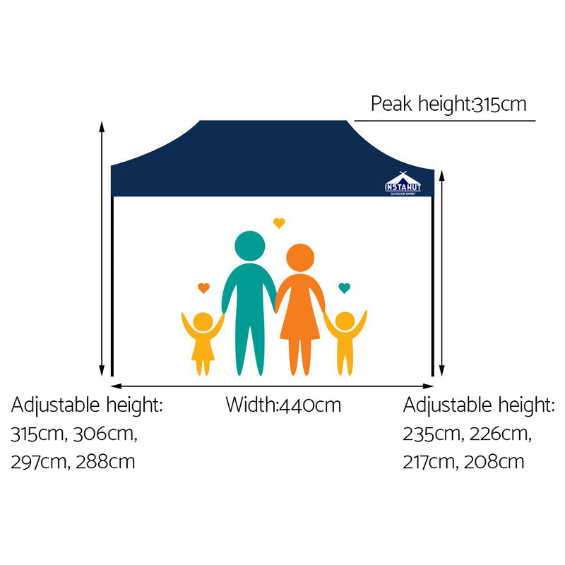 Instahut Gazebo Pop Up Marquee 3x4.5m Outdoor Tent Folding Wedding Gazebos Navy - Sale Now