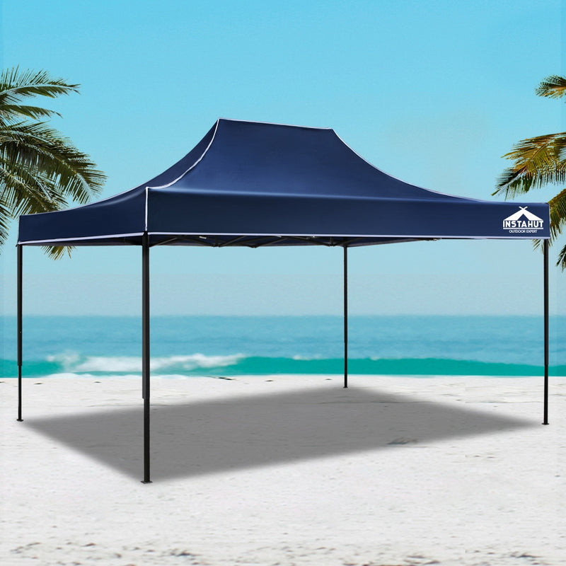 Instahut Gazebo Pop Up Marquee 3x4.5m Outdoor Tent Folding Wedding Gazebos Navy - Sale Now