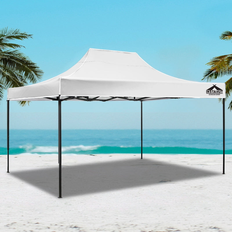Instahut Gazebo Pop Up Marquee 3x4.5m Outdoor Tent Folding Wedding Gazebos White - Sale Now