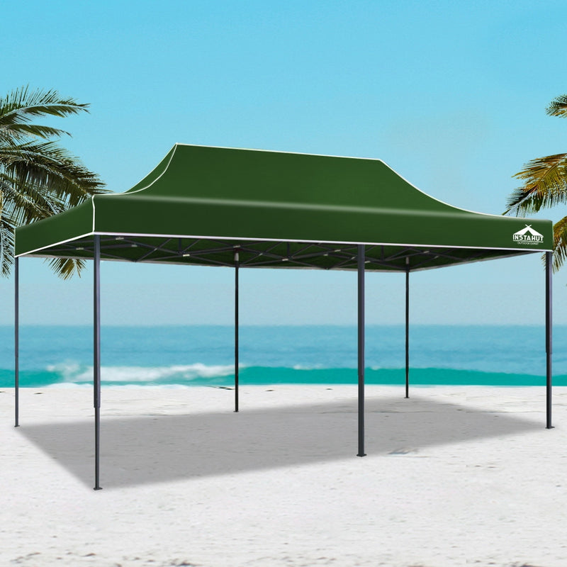 Instahut Gazebo Pop Up Marquee 3x6m Outdoor Tent Folding Wedding Gazebos Green - Sale Now