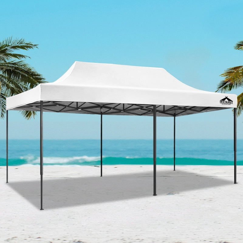 Instahut Gazebo Pop Up Marquee 3x6m Outdoor Tent Folding Wedding Gazebos White - Sale Now
