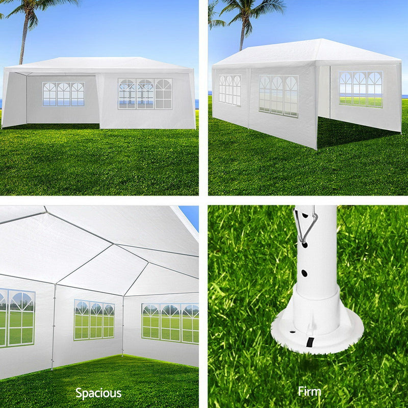 Instahut Gazebo 3x6m Outdoor Marquee Side Wall Party Wedding Tent Camping White 6 Panel - Sale Now