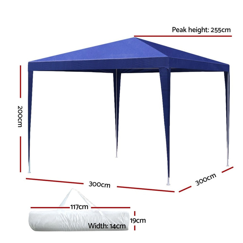 Instahut Gazebo 3x3m Tent Marquee Party Wedding Event Canopy Camping Blue - Sale Now