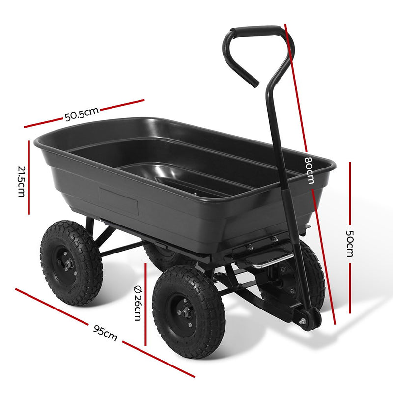 Gardeon 75L Garden Dump Cart - Black - Sale Now
