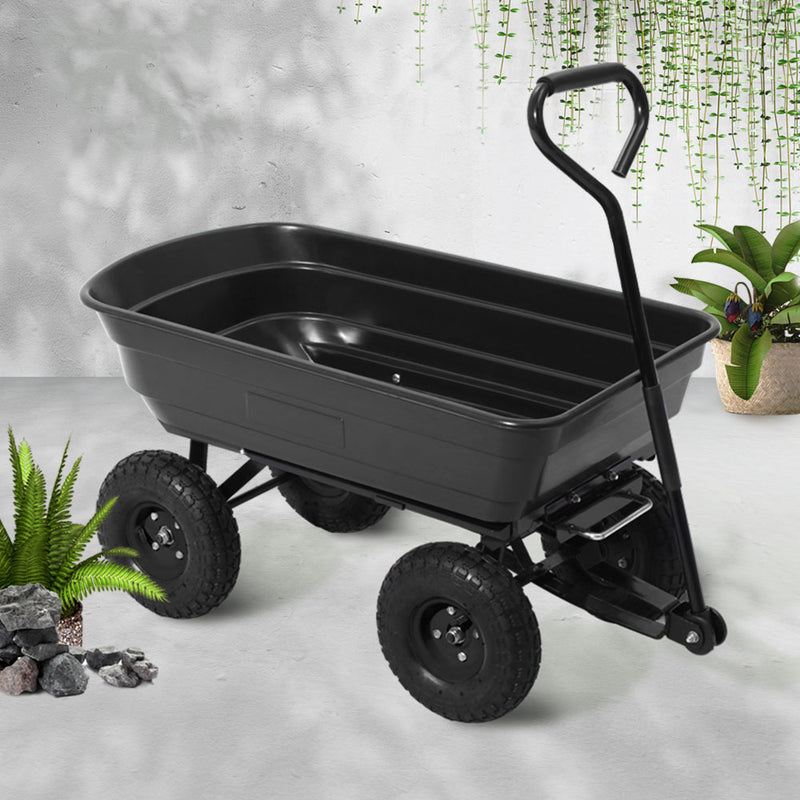 Gardeon 75L Garden Dump Cart - Black - Sale Now