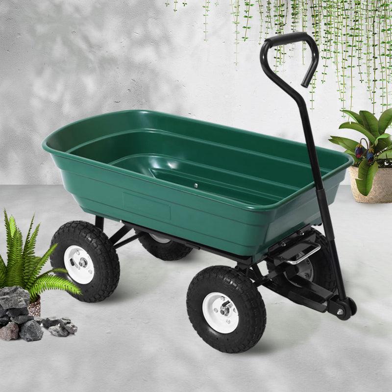 Gardeon 75L Garden Dump Cart - Green - Sale Now