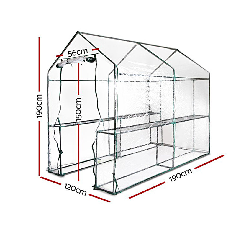 Greenfingers Greenhouse Garden Shed Green House 1.9X1.2M Storage Greenhouses Clear - Sale Now