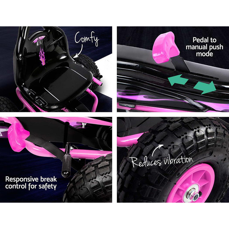 Rigo Kids Pedal Go Kart Car Ride On Toys Racing Bike Rubber Tyre Adjustable Seat - Sale Now