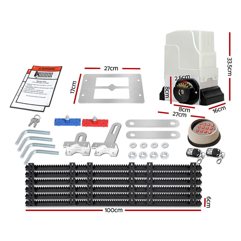LockMaster Electric Sliding Gate Opener 1800KG Motor Kit Auto Keypad Remote 6M Rail - Sale Now