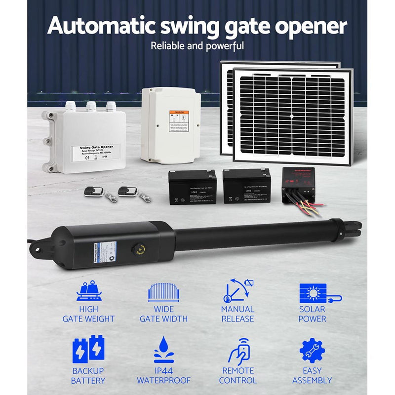 LockMaster 600KG Swing Gate Opener Automatic Electric Solar Power Remote Control - Sale Now