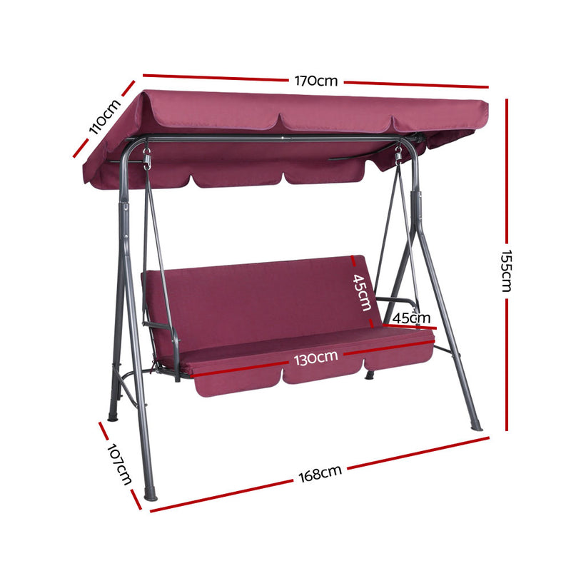 Gardeon Outdoor Swing Chair Hammock 3 Seater Garden Canopy Bench Seat Backyard - Sale Now