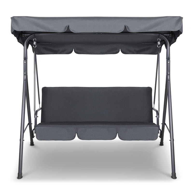 Gardeon Outdoor Swing Chair Hammock Bench Seat Canopy Cushion Furniture Grey - Sale Now