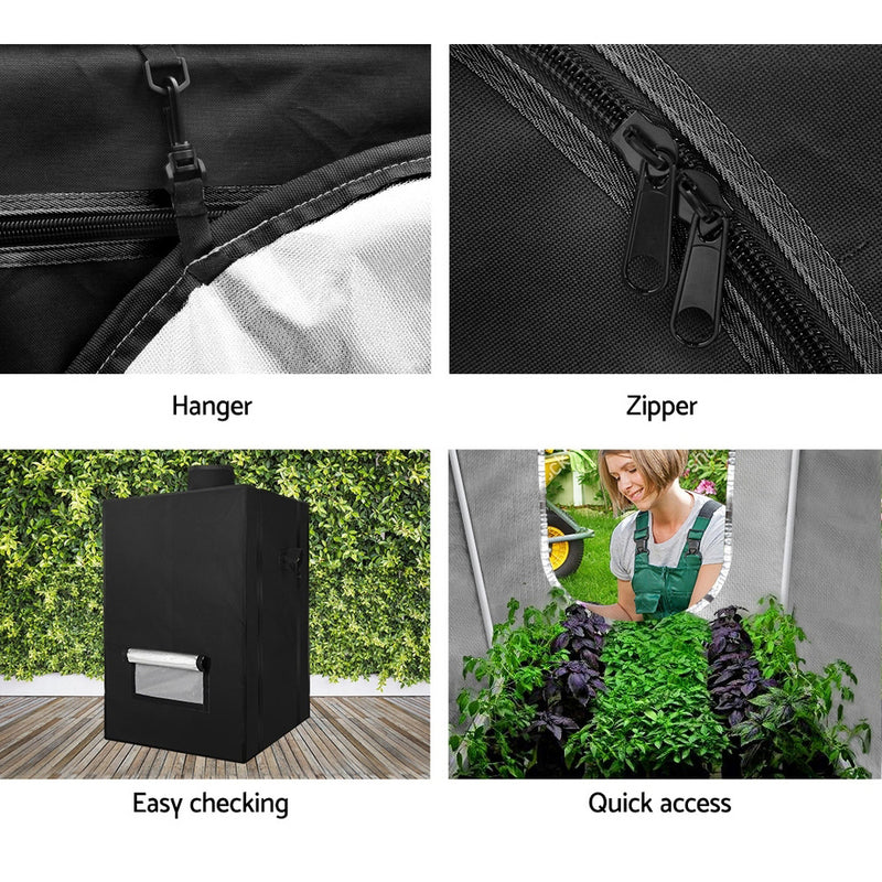 Greenfingers Hydroponics Grow Tent Kits Hydroponic Grow System Black 60X60X90CM 600D Oxford - Sale Now