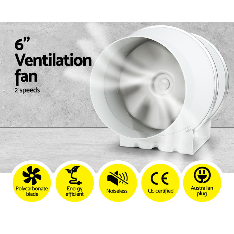Greenfingers 6" Hydroponics Grow Tent Kit Ventilation Kit Fan Carbon Filter Duct - Sale Now