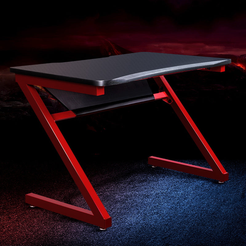Artiss Gaming Desk Home Office Carbon Fiber Computer Table Racer Desks Black Red - Sale Now