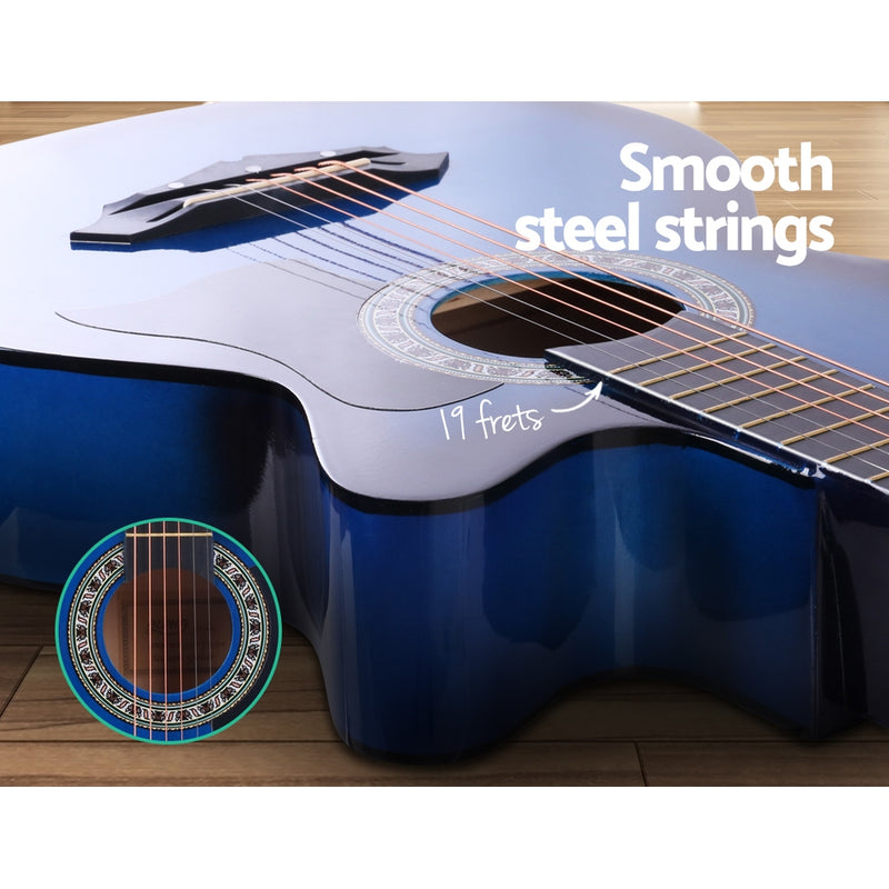 ALPHA 38 Inch Wooden Acoustic Guitar Blue - Sale Now