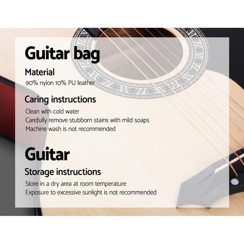 ALPHA 38 Inch Wooden Acoustic Guitar with Accessories set Natural Wood - Sale Now
