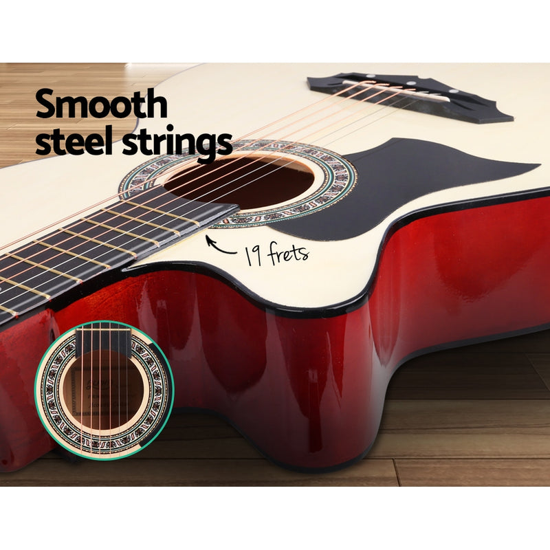 ALPHA 38 Inch Wooden Acoustic Guitar Left handed - Natural Wood - Sale Now